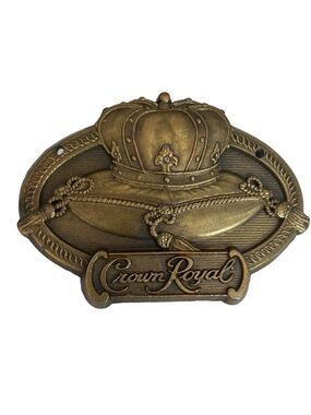 Vintage Crown Royal Brass Belt Buckle